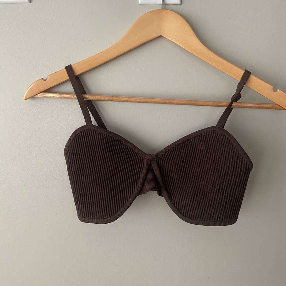 Aritzia Sculpt Knit Bra | rich mocha brown - M